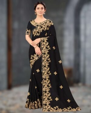এক্সক্লুসিভ ওয়েটলেস জর্জেট এমব্রয়ডারি করা শাড়ি