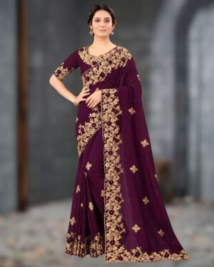 এক্সক্লুসিভ ওয়েটলেস জর্জেট এমব্রয়ডারি করা শাড়ি