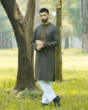 Premium Cotton Fabric Embroidered Panjabi